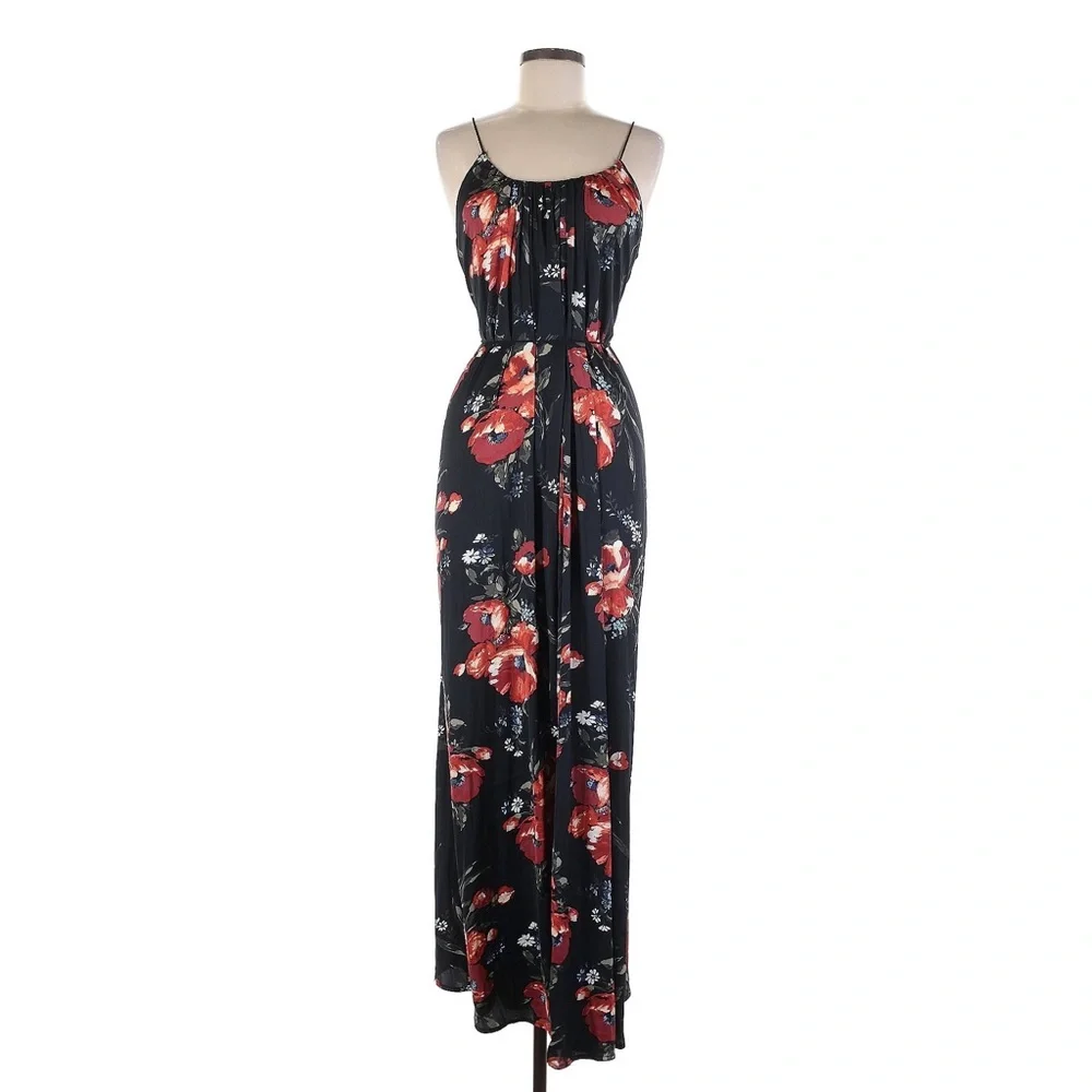 Abercrombie & Fitch Halter Neck Maxi Sleeveless Dress Flower Print Size Small